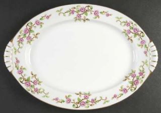 Kent (Japan) Maytime 17 Oval Serving Platter, Fine China Dinnerware   Pink Flow