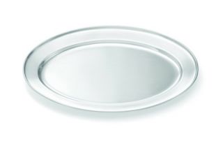 Tablecraft Oval Rolled Edge Serving Platter, 10.25 x 7 in, Stainless Steel