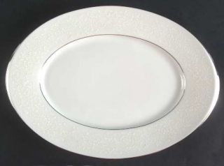 Sango Fresco 12 Oval Serving Platter, Fine China Dinnerware   White Floral Rim,