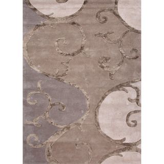 Hand tufted Transitional Floral Pattern Grey/ Brown Rug (2 X 3)
