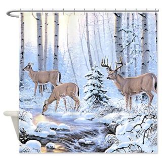  Deer in Winter Forest Shower Curtain  Use code FREECART at Checkout