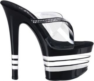 Womens Pleaser Sky 303LN   Clear/Rhinestones/Black Dress Shoes