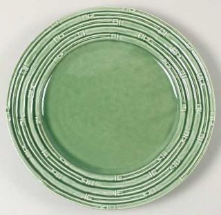 Bordallo Pinheiro Bamboo Dinner Plate, Fine China Dinnerware   Green,Raised Bamb
