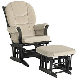 Dutailier Ultramotion Beige Microfiber Espresso finished Glider Chair/ottoman Set