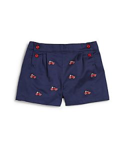 Hartstrings Toddlers & Little Girls Embroidered Bicycle Sateen Shorts   Navy