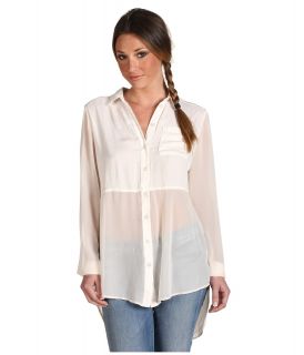 Free People Best of Both Worlds Button Up Womens Long Sleeve Button Up (Beige)