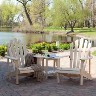 Coral Coast Adirondack Chair Set with FREE Side Table   Natural