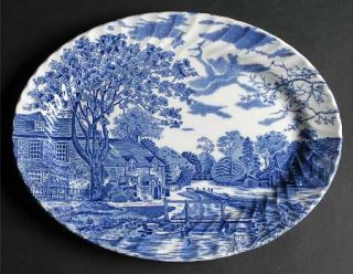 Johnson Brothers Cotswold Blue 13 Oval Serving Platter, Fine China Dinnerware  