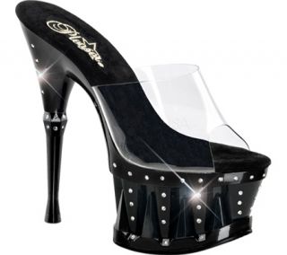 Womens Pleaser Spiky 601DM 2   Clear/Black PVC Ornamented Shoes