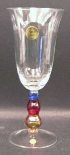 Block Crystal Rumors Wine Glass   Clear Bowl, Red &   Blue Ball Stem