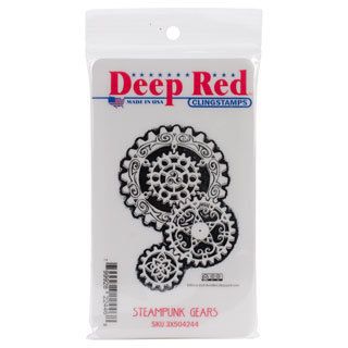 Deep Red Cling Stamp 2 X2.8  Steampunk Gears