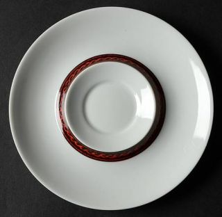 Block China Flamenco Saucer, Fine China Dinnerware   Black Design On Red