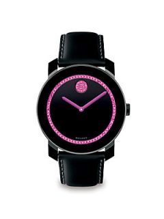 Movado Bold Crystal & Stainless Steel Watch/Pink   Black Pink