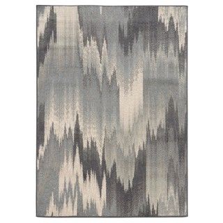 Abstract Ikat Blue/ Grey Area Rug (67 X 93)