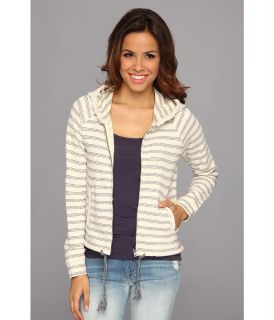 Lucky Brand Stripe Zip Up Hoodie Womens Sweatshirt (Navy)