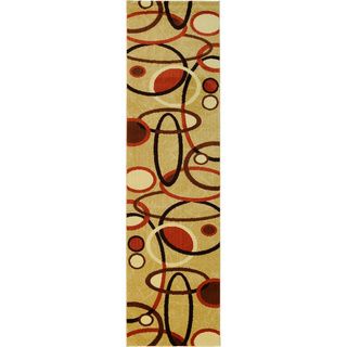 Beige Abstract Shapes 2x72 Rug Runner Rug