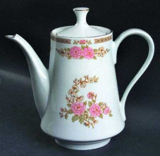 Fairfield Floral Mist Coffee Pot & Lid, Fine China Dinnerware   Pink&White Flowe