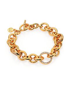 Michael Kors Pave Cluster Link Chain Bracelet/Goldtone   Gold
