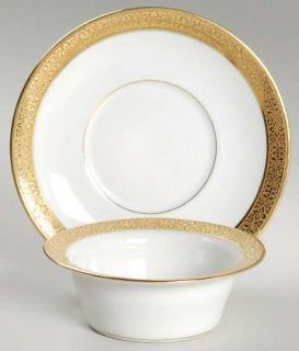 Charles Ahrenfeldt Nancy Ramekin and Saucer Set, Fine China Dinnerware   Gold En