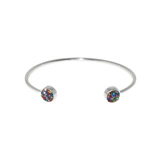 Bridge Jewelry Sterling Silver Plated Multicolor Crystal Disc Bangle Bracelet