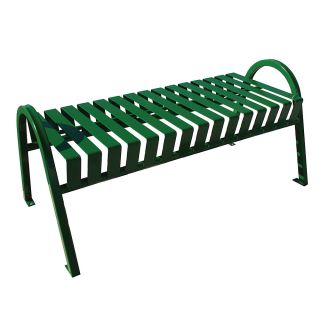 Witt Backless Steel Benches   Bench With Curved Arms   48X24 1/2 X22   Green
