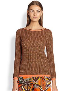 Etro Graphic Basket Weave Knit Top   Orange