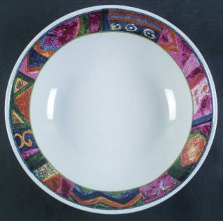Sakura Malaga 12 Pasta Serving Bowl, Fine China Dinnerware   Abstract Art Rim O