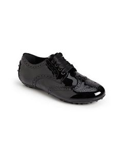 Tods Boys Patent Leather Wingtip Oxfords   Black