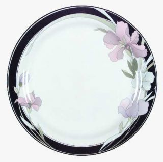 Sango Overture Dinner Plate, Fine China Dinnerware   Black Border & Trim Floral