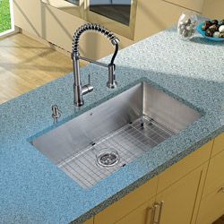 Vigo Undermount Stainless steel Kitchen Sink/single handle Faucet/grid/strainer/dispenser