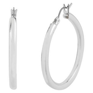 Womens Silver Plated Click It Hoop Earrings   Silver (33mm)