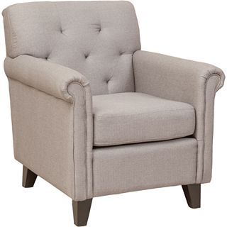 Veronica Fabric Tufted Club Chair, Grey
