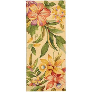 Hand hooked Paradise Ivory Wool Runner (26 X 8) (IvoryPattern FloralMeasures 0.375 inch thickTip We recommend the use of a non skid pad to keep the rug in place on smooth surfaces.All rug sizes are approximate. Due to the difference of monitor colors, s
