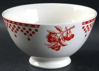 Le Comptoir Damier Red Coupe Soup Bowl, Fine China Dinnerware   De Famille,Red C
