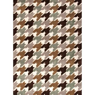 Hand tufted Contemporary Abstract Pattern Brown Rug (5 X 76)