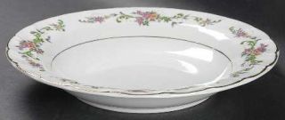 Lynns China Clarabelle Rim Soup Bowl, Fine China Dinnerware   Noble,Pink Flower
