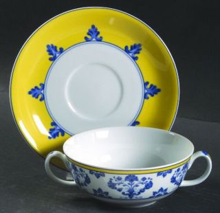 Vista Alegre Pavilion Flat Cream Soup Bowl & Saucer Set, Fine China Dinnerware  