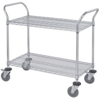 Quantum Wire Shelving Mobile Utility Cart   2 Shelves, 18in.W x 36in.L x 38in.H,