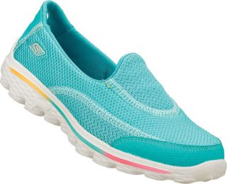Girls Skechers GOwalk 2   Turquoise Casual Shoes