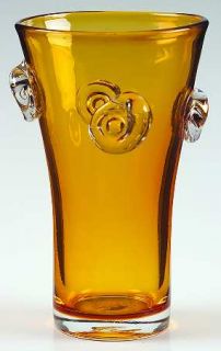 Vietri Festival Amber Highball Glass   All Amber, Molded Circles