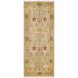 Safavieh Hand knotted Peshawar Vegetable Dye Ivory/ Gold Wool Rug (3 X 8)