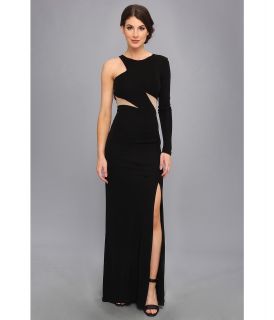 ABS Allen Schwartz One Shoulder Gown w/ Mesh Insets Womens Dress (Multi)