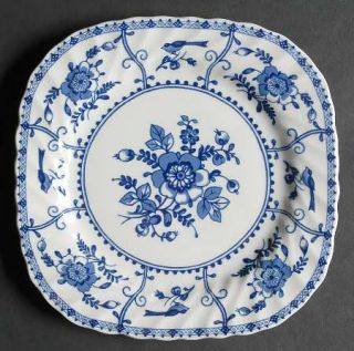 Johnson Brothers Indies Blue Square Salad Plate, Fine China Dinnerware   Blue Fl