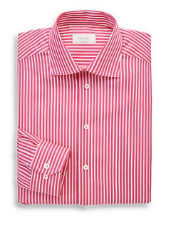 Eton of Sweden Contemporary Fit Wide Stripe Dress Shirt   Pink Red