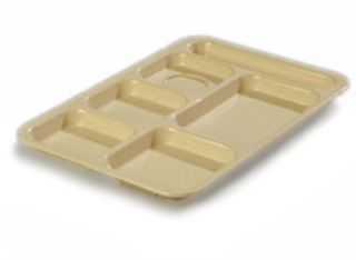Carlisle Rectangular (6)Compartment Tray   Right Handed, 14 3/8x10 Poly, Tan