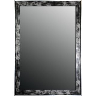 25x35 Scratched Wash Black And Silver Trimmed Mirror