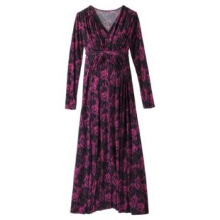 Merona Maternity Long Sleeve Tie Waist Maxi Dress   Purple Print XL