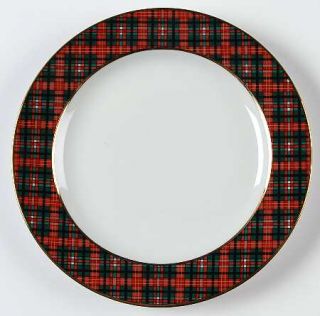 Lillian Vernon Lv9 Salad Plate, Fine China Dinnerware   Red,Green Plaid Rim,Smoo