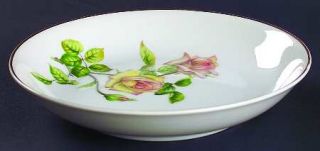Fuji Coronation Coupe Soup Bowl, Fine China Dinnerware   Yellow/Pink Roses,Green