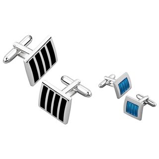 Basacc 2 piece Black Silver Cufflink/ Blue Silver Cufflink (Blue/ Silver SquareAll rights reserved. All trade names are registered trademarks of respective manufacturers listed.California PROPOSITION 65 WARNING This product may contain one or more chemic